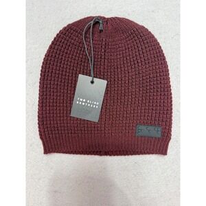 Two Blind Brothers Burgundy Beanie‎ Hat Knit Cap Braille Logo One Size OS
